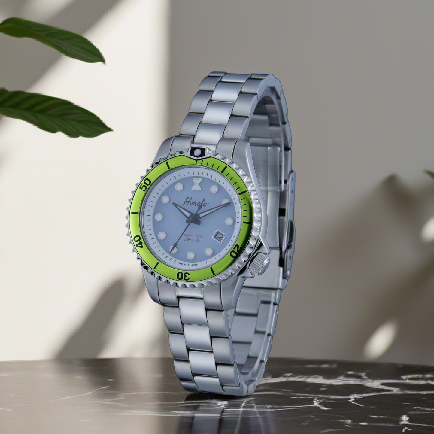 Horolo Stainless Steel Sapphire Crystal Japan Solar Lady Watch