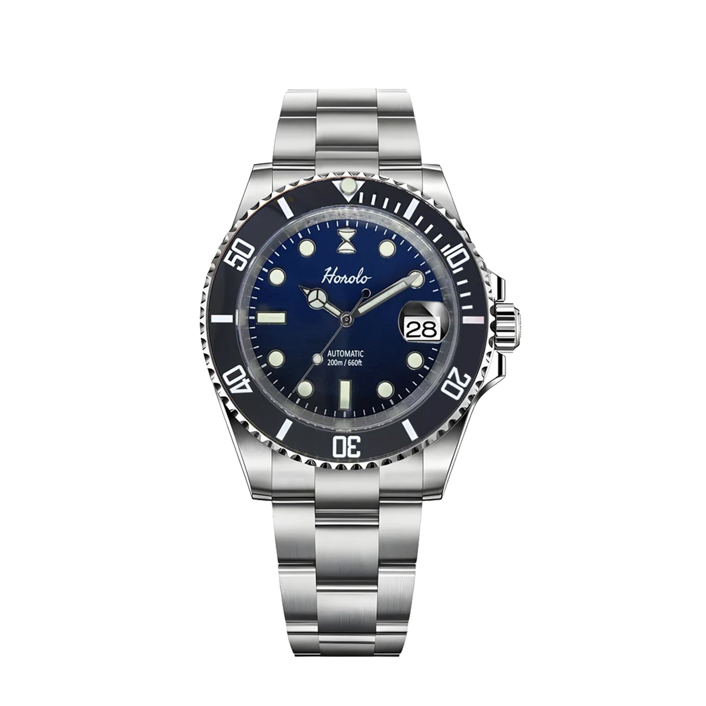 Horolo Blue Face 40mm Submariner Diving Watch