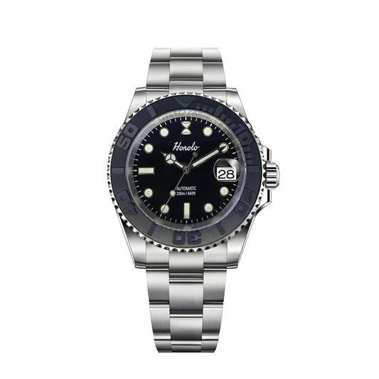 Horolo Black Face Submariner Diving Watch