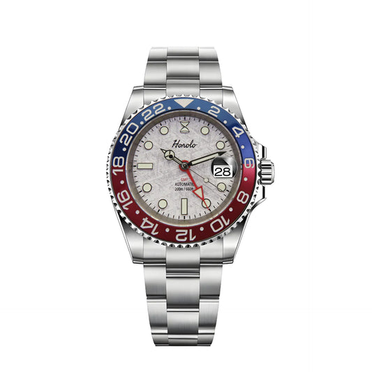 Horolo Meteorolite Face Bicolor Bezel GMT Watch