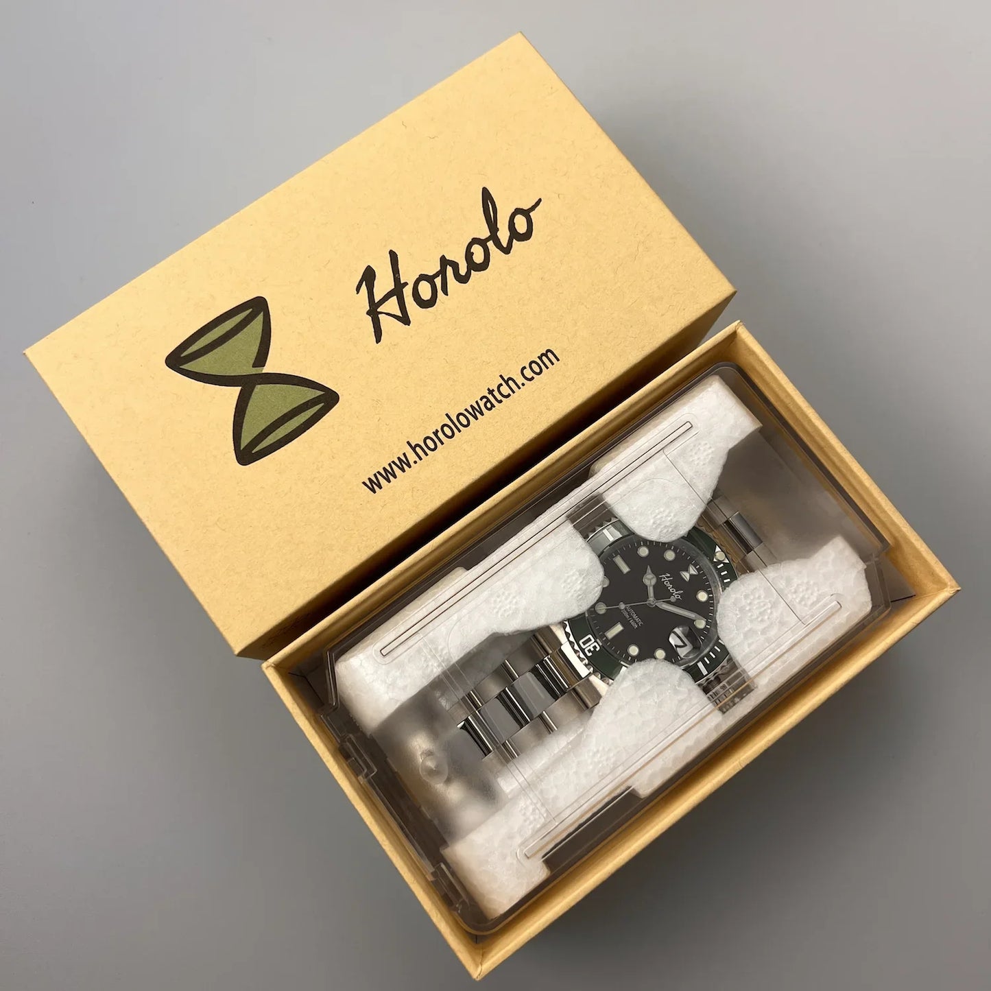 Horolo Green Bezel Black Face Submariner Watch - Horolo Watch