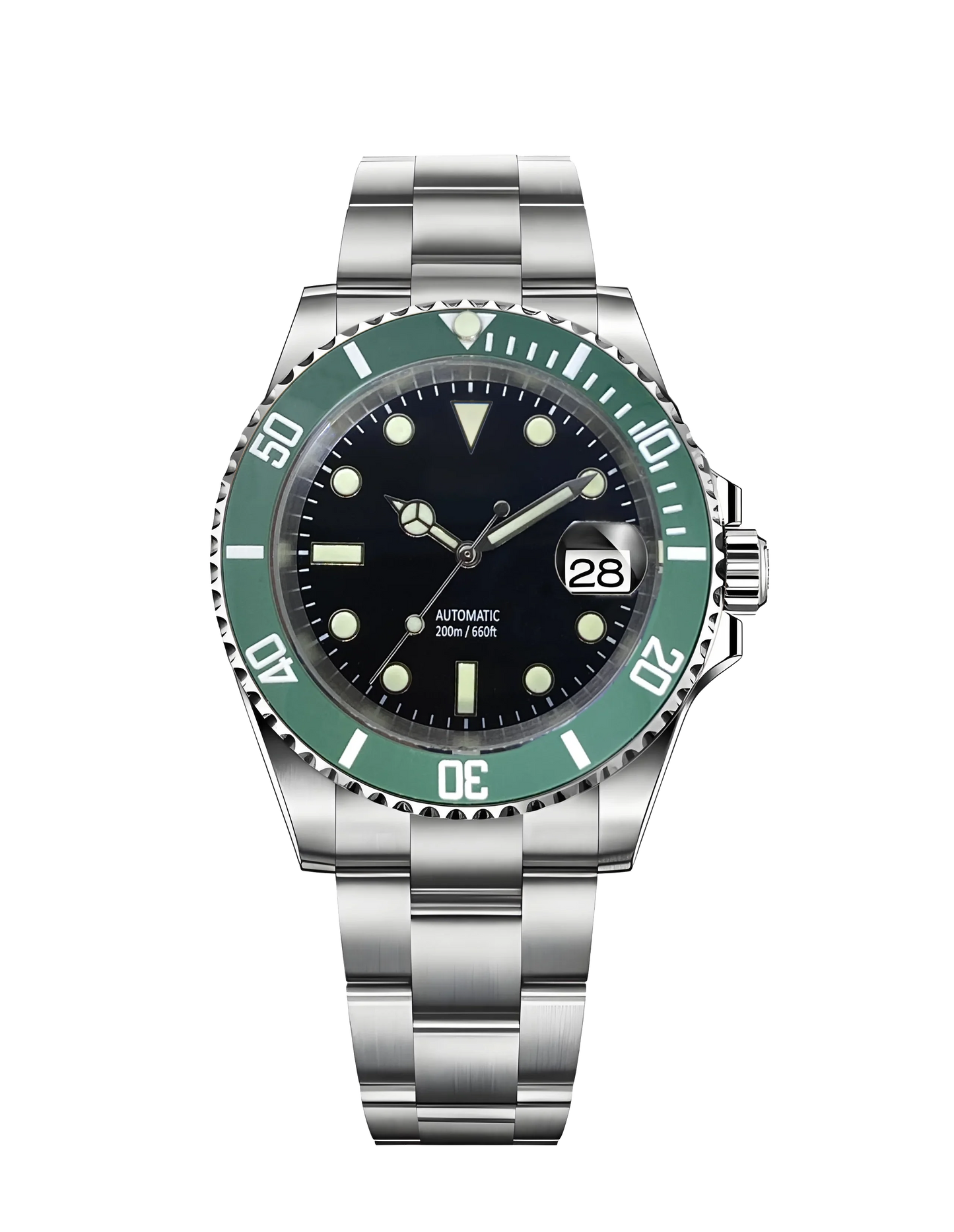 Horolo Green Bezel Black Face Submariner Watch - Horolo Watch