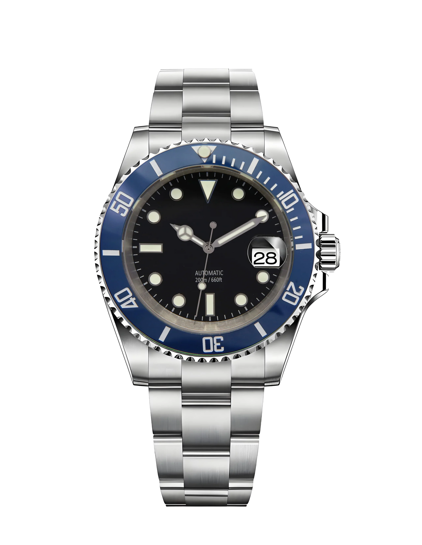 Horolo Black Dial Blue Bezel Submariner Watch - Horolo Watch