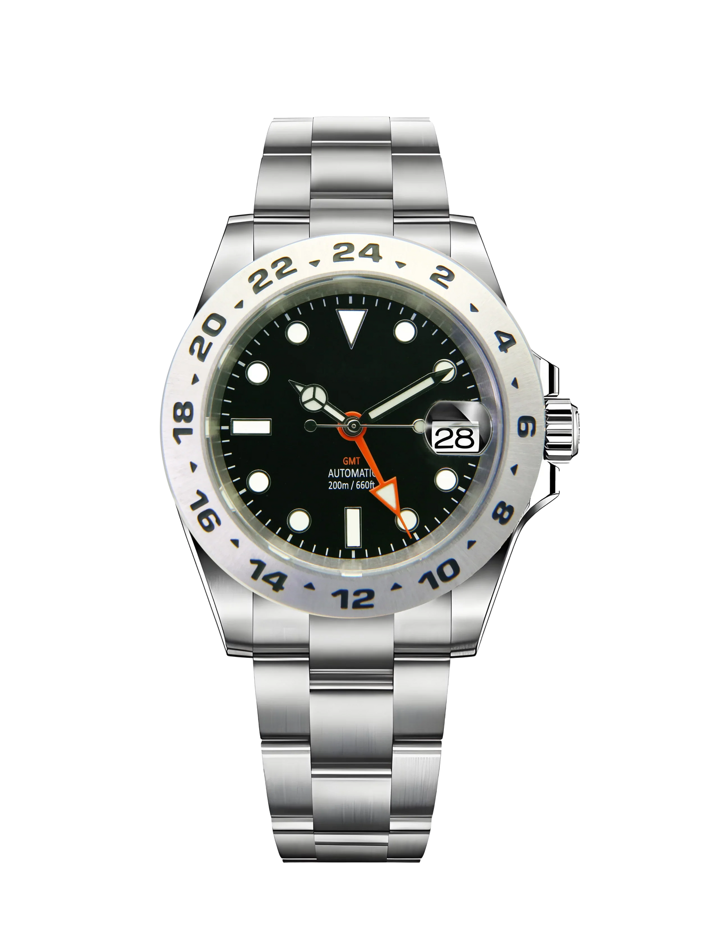Horolo Black Dial and Steel Bezel Vintage GMT Watch - Horolo Watch