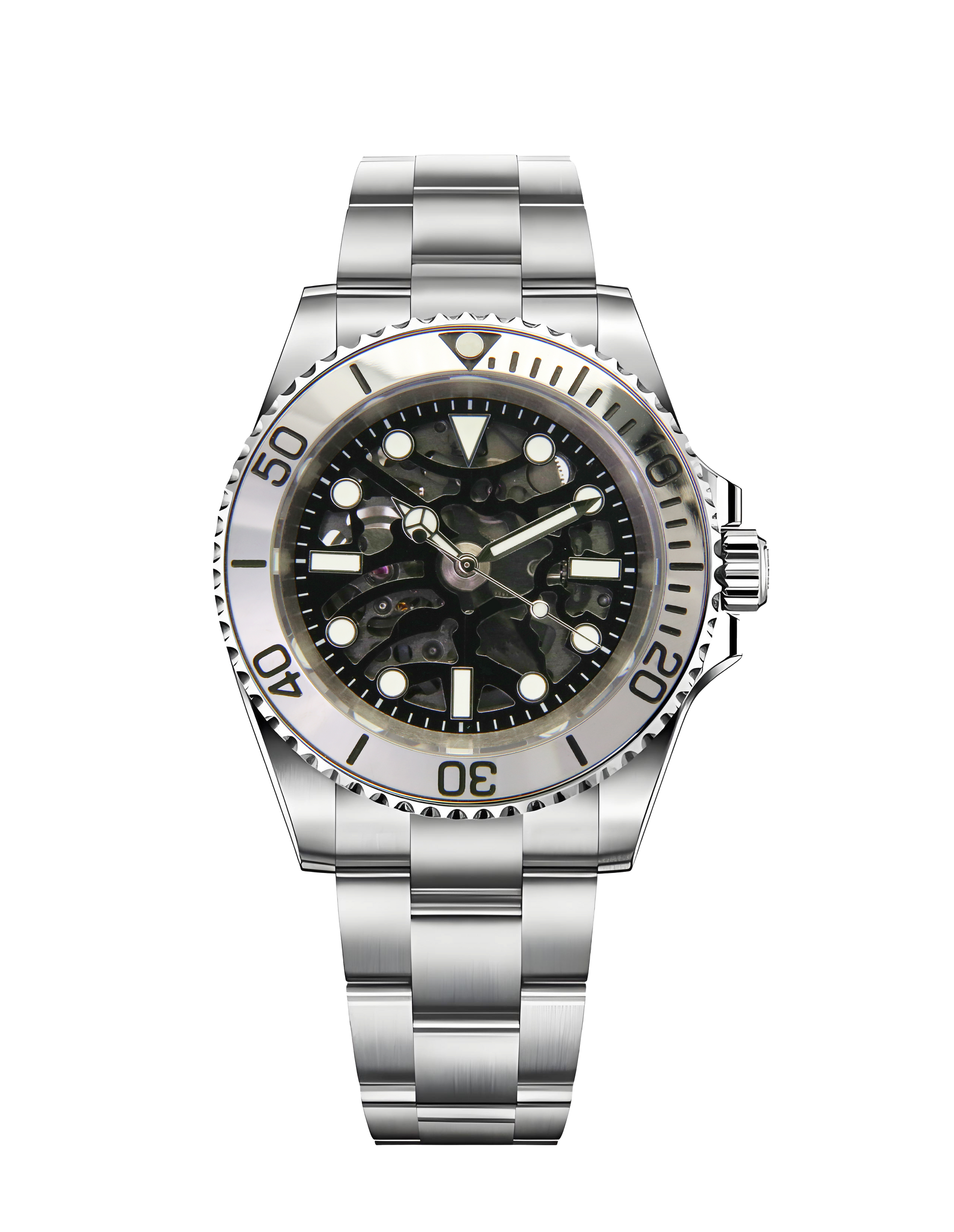 Horolo Black Dial Skeleton Submariner Diving Watch - Horolo Watch