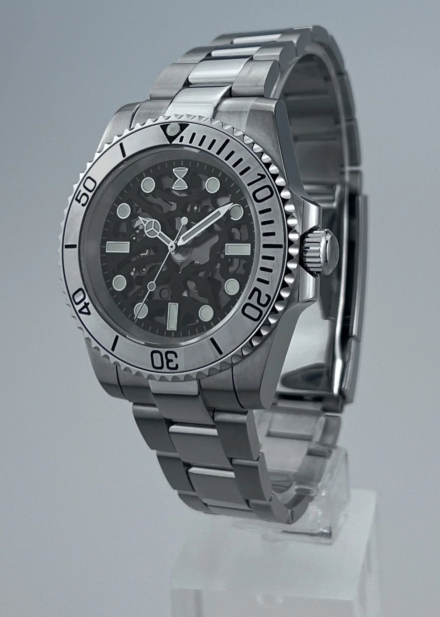 Horolo Black Dial Skeleton Submariner Diving Watch - Horolo Watch