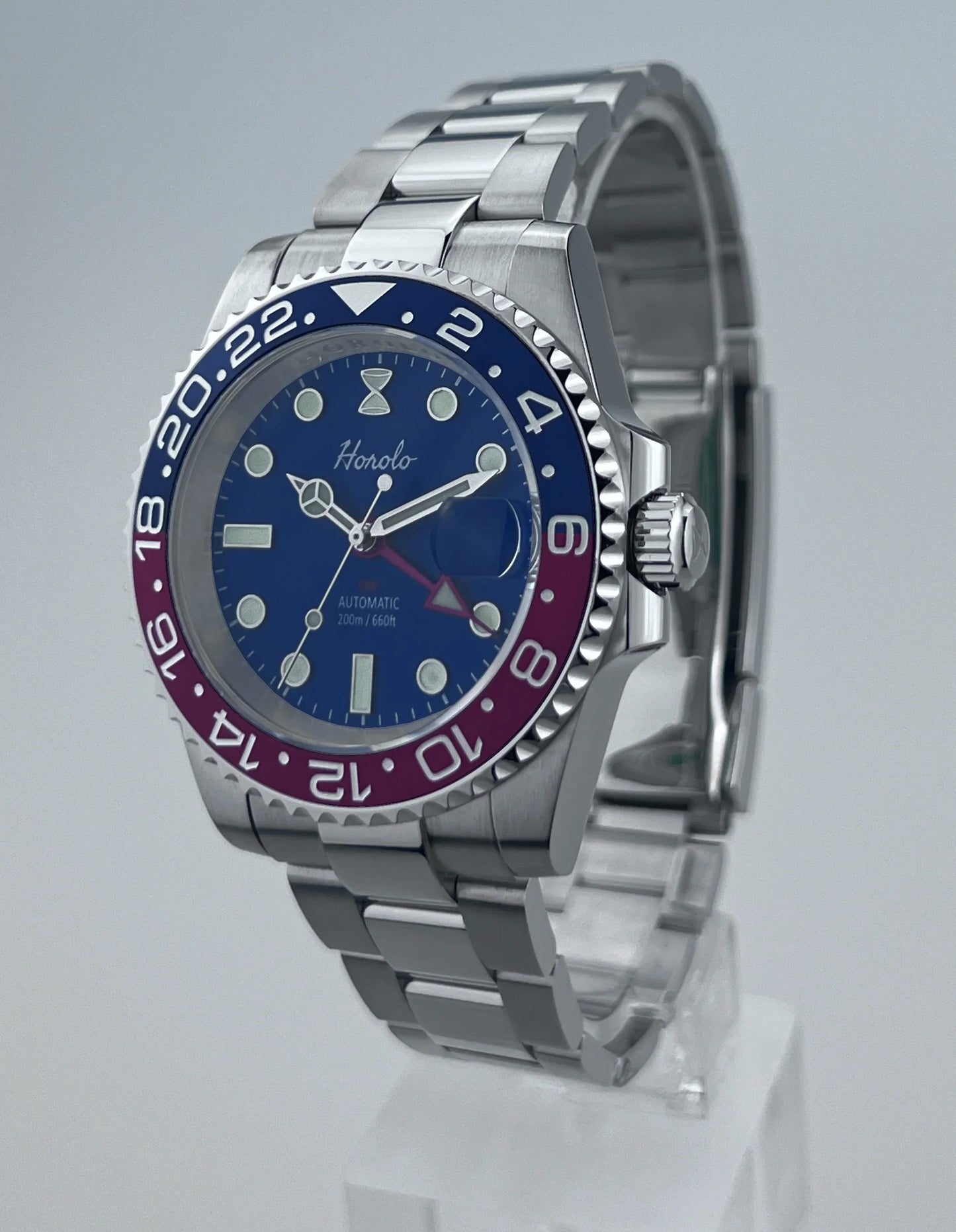 Horolo Pepsi Bezel Blue Face GMT Watch - Horolo Watch