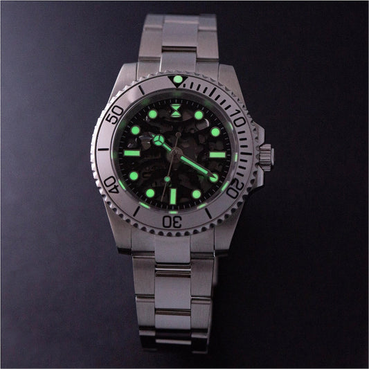 Horolo Skeleton 40mm Automatic Watch - Black Camouflage