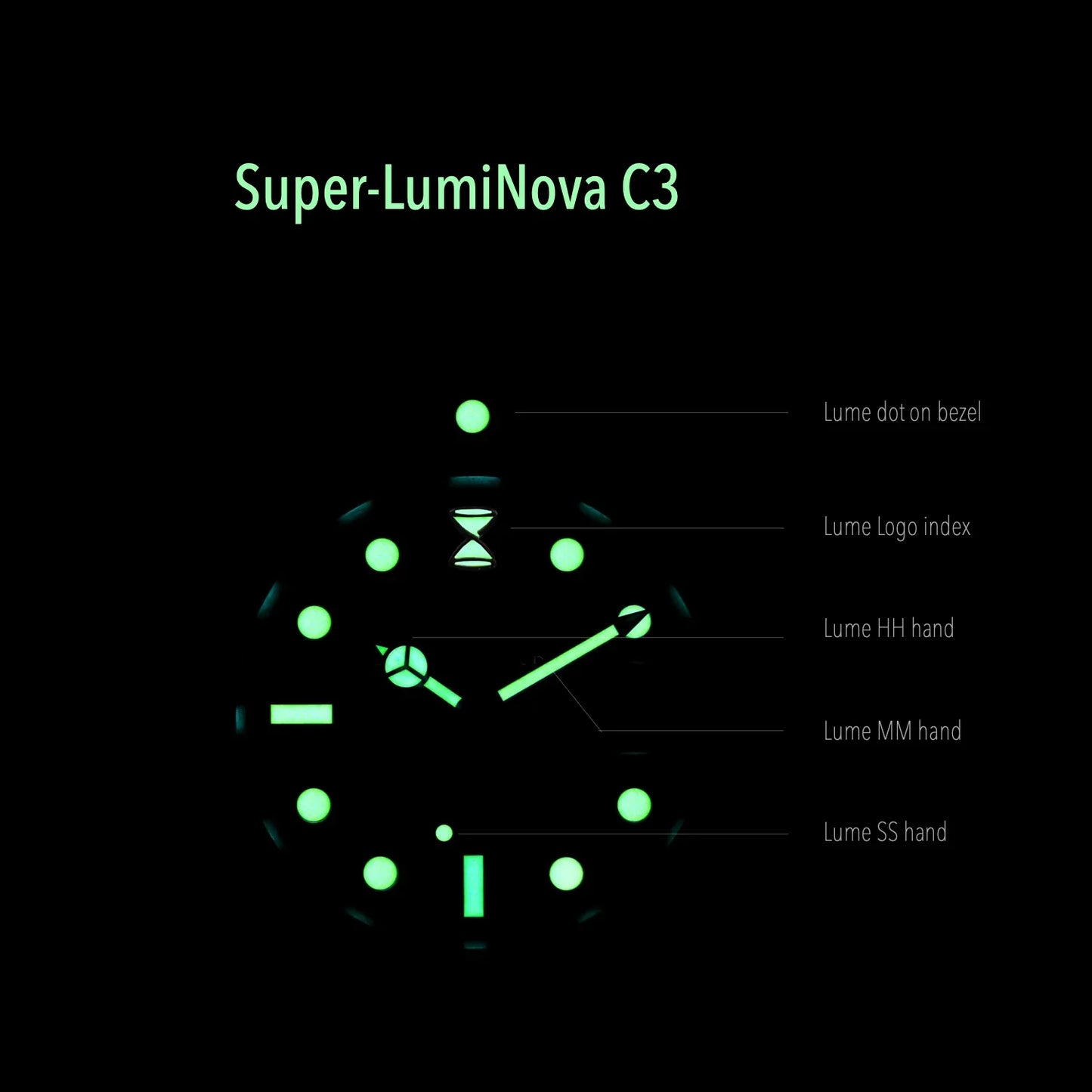 super luminova c3 lume watch glow in the dark