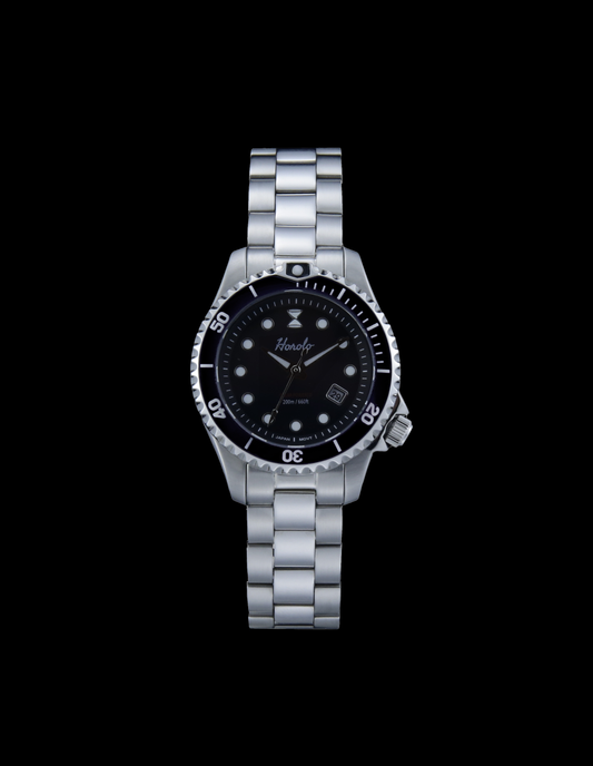 Horolo Stainless Steel Black Dial Sapphire Crystal Japan Solar Women Watch
