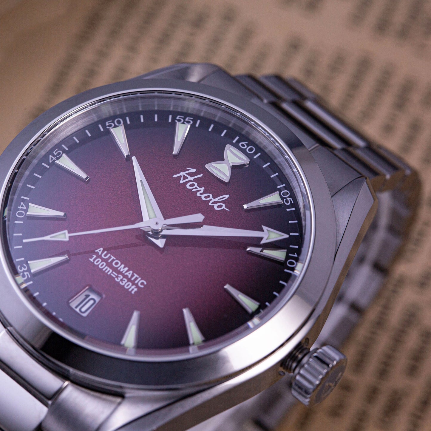 Horolo Seamaster Automatic Field Watch - Crimson Fade