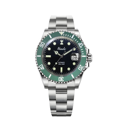Horolo Green Bezel Black Face Submariner Watch
