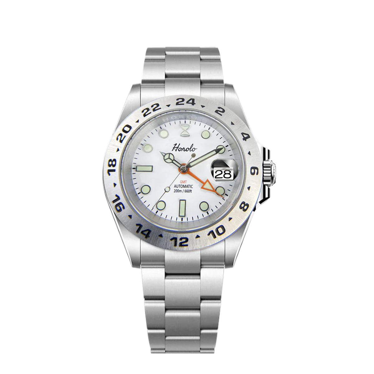 Horolo GMT 40mm Automatic Watch - White Dial – Horolo Watch