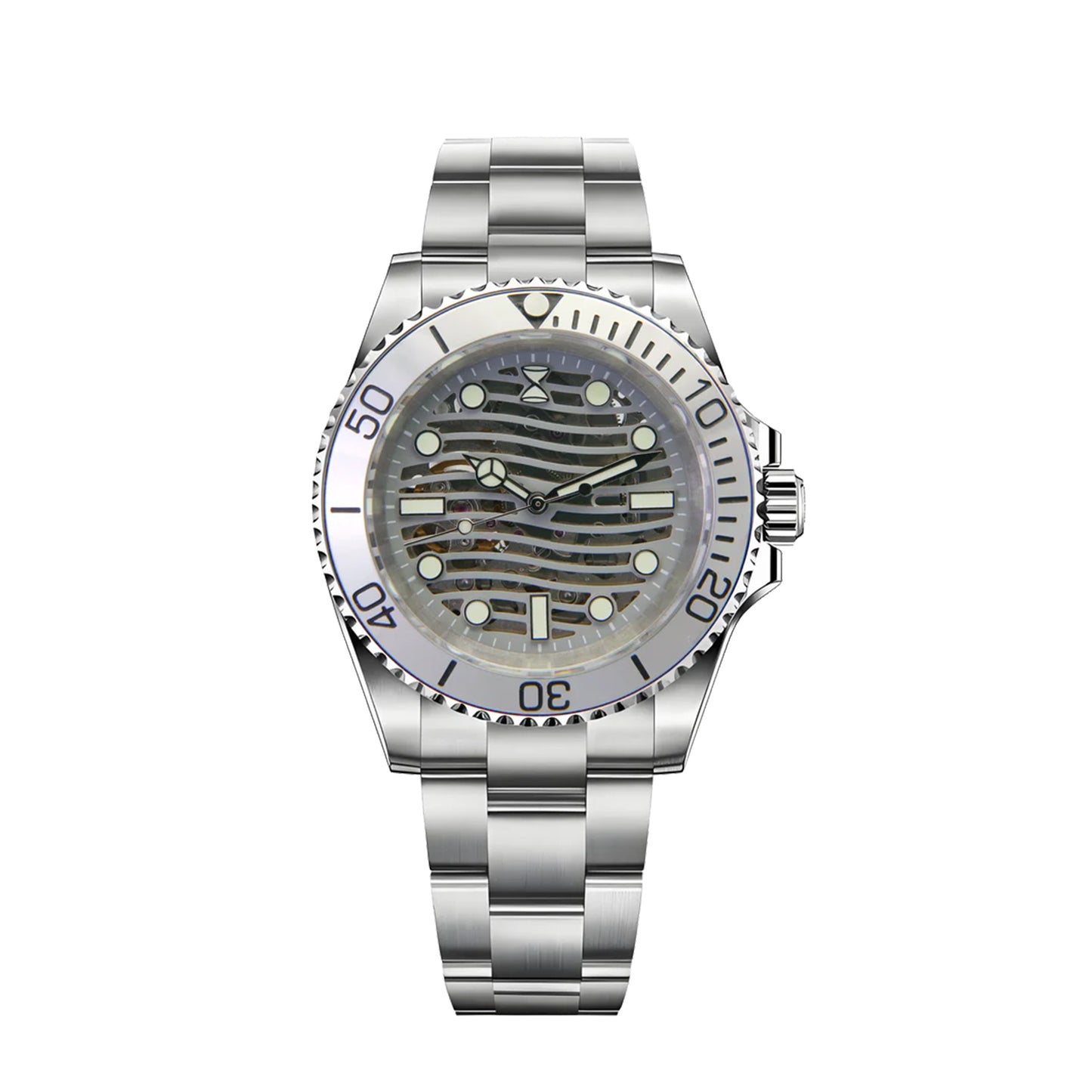 Horolo Stainless Steel Skeleton Diving Watch
