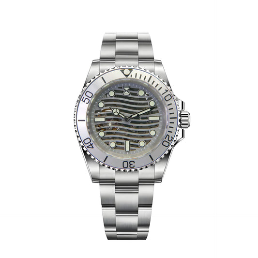 Horolo Stainless Steel Skeleton Diving Watch