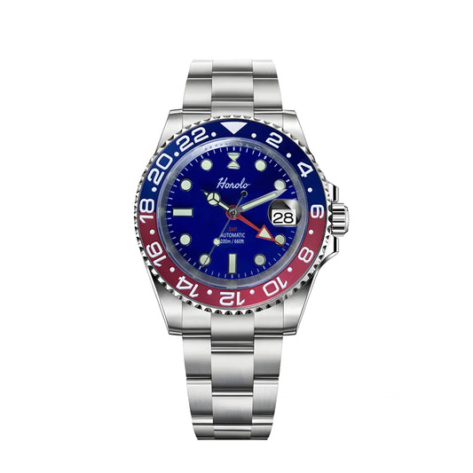 Horolo Pepsi Bezel Blue Face GMT Watch