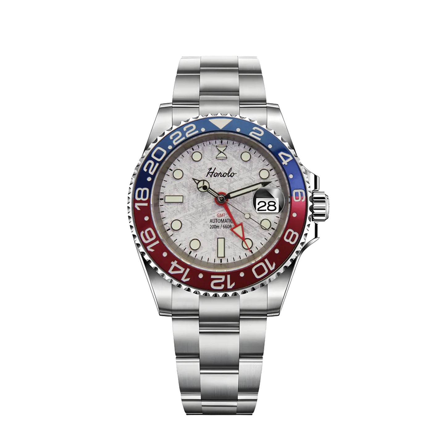 Horolo Meteorolite Face Bicolor Bezel GMT Watch