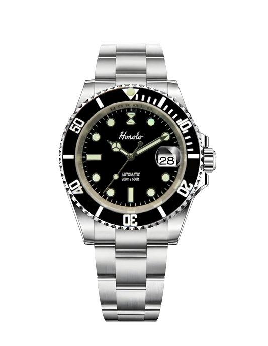 Horolo Black Face 40mm Submariner Diver Watch - Horolo Watch