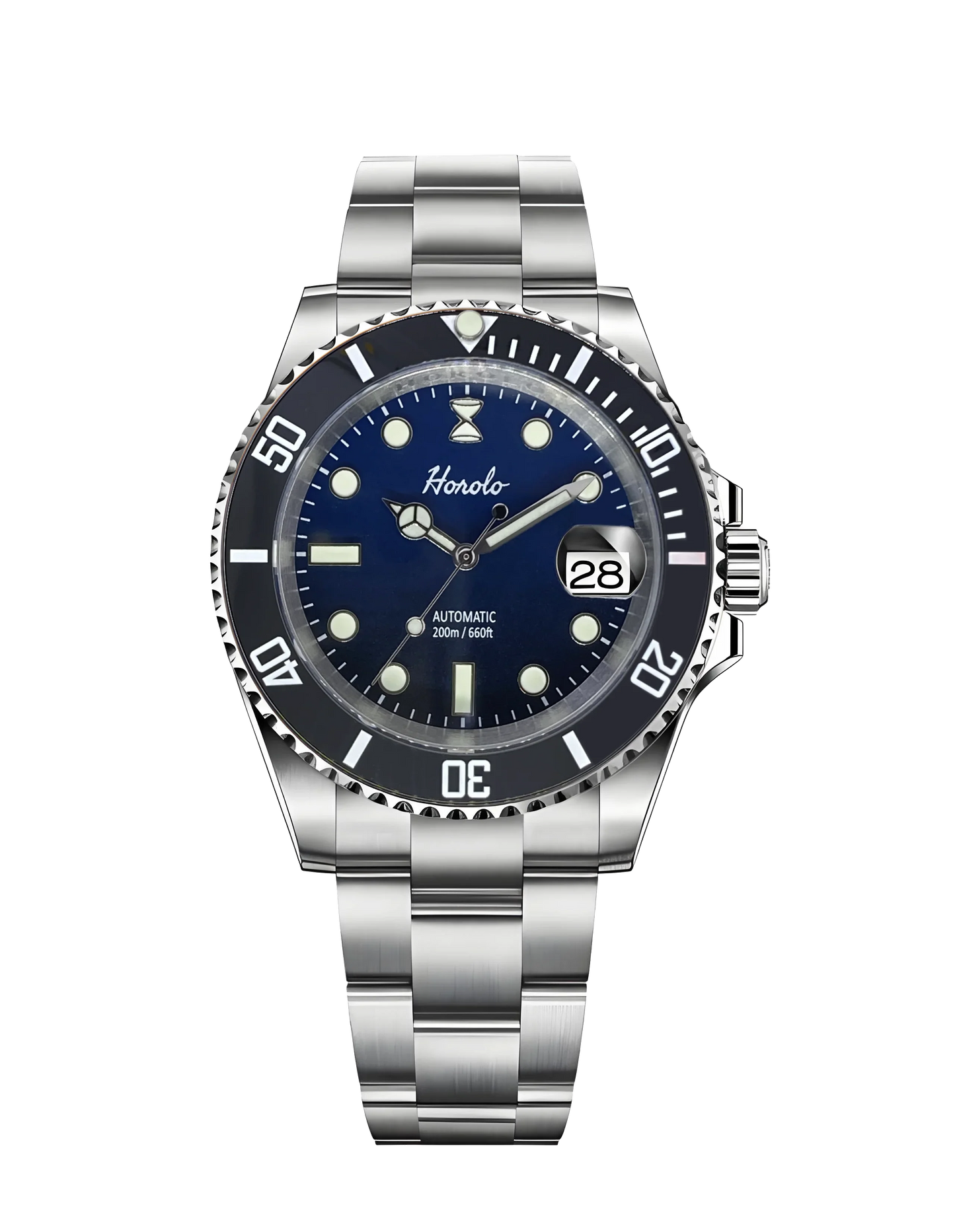 Horolo Blue Face 40mm Submariner Diving Watch for man