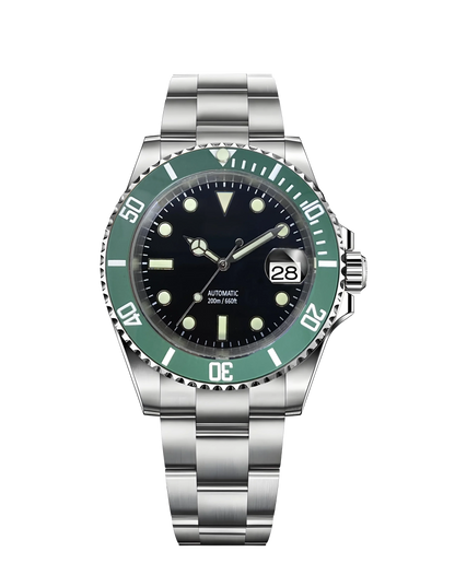 Horolo Green Bezel Black Face Submariner Watch - Horolo Watch