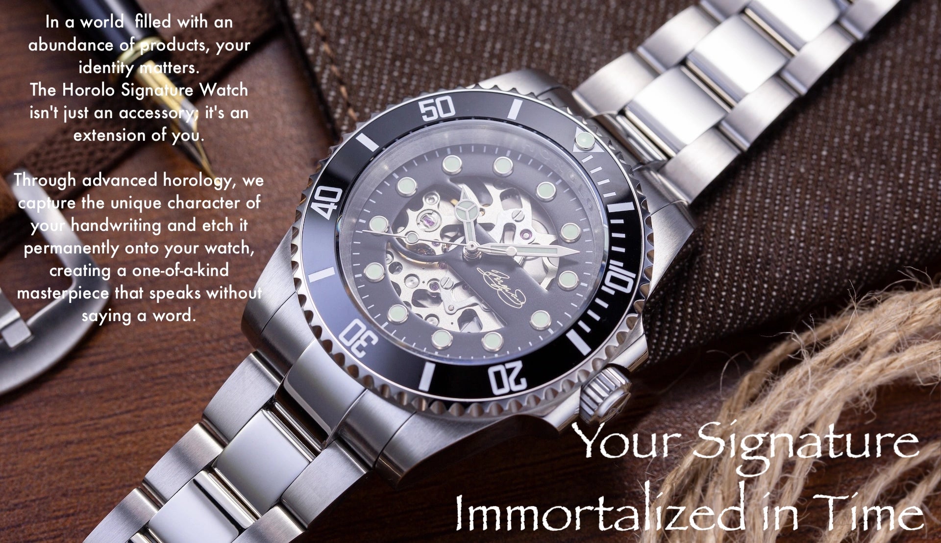 handwritten signature watch laser etching name on dial horolo watch