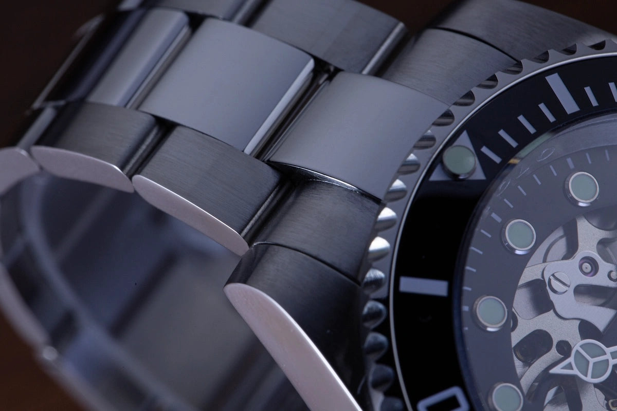 brushing effect on stainless steel watch